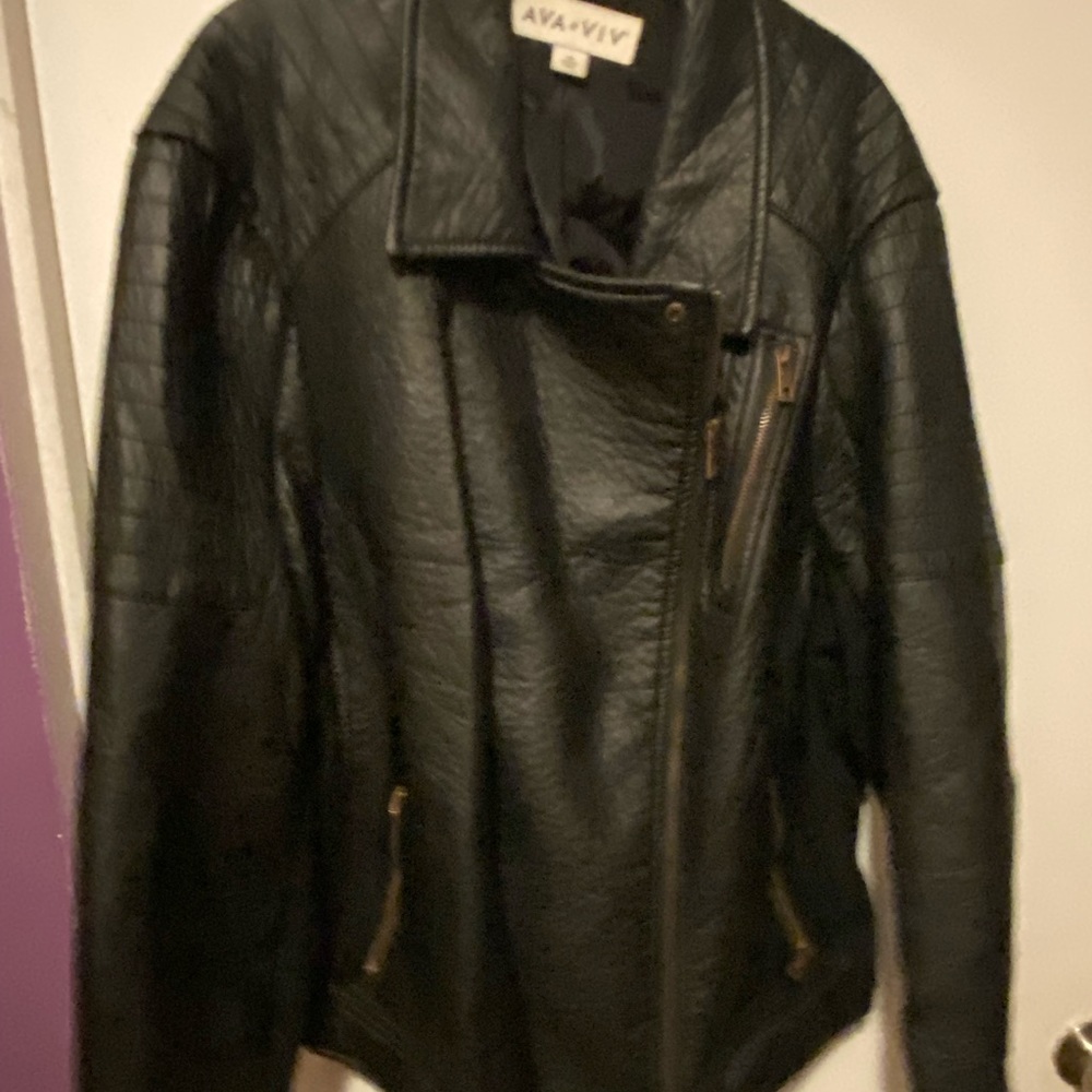 Ava & Viv thick black leather jacket size 4x